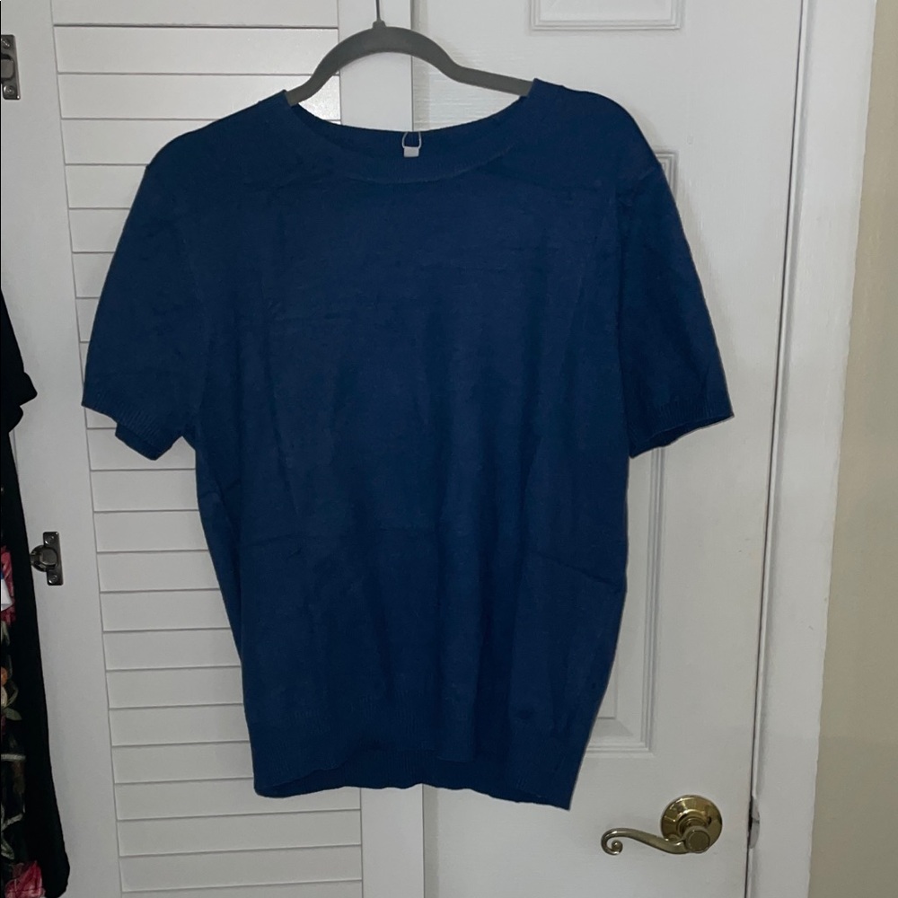 Blue Shirt Sleeve Sweater and the matching skirt  super stretchable